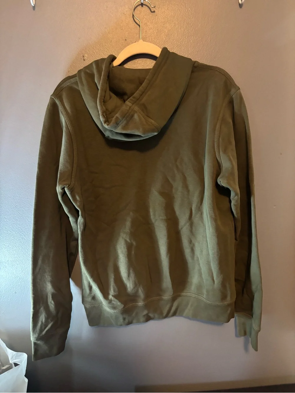 Nike Olive Green Men's Hoodie with White Swoosh